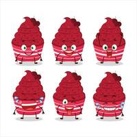 Cartoon character of ice cream raspberry cup with smile expression vector