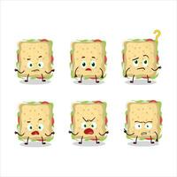 Cartoon character of sandwich with what expression vector