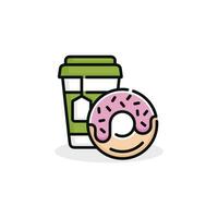Donut and drink vector illustration. Fast food icon isolated on white background