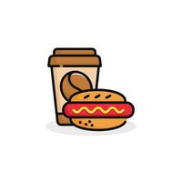 Hot dog and drink vector illustration. Fast food icon isolated on white background