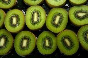 Circular arrangement of kiwi slices AI Generated photo