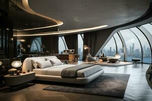The luxurious hotel interior space AI Generative photo