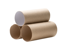 Short tissue paper cores in stack isolated with clipping path in png file format