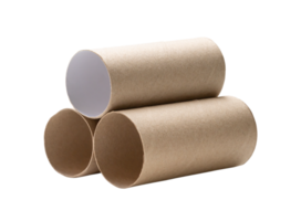 Short tissue paper cores in stack isolated with clipping path in png file format