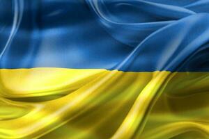 3D-Illustration of a Ukraine flag - realistic waving fabric flag photo