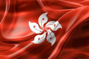 Hong Kong flag - realistic waving fabric flag photo