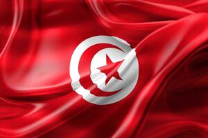 Ilustración 3d de una bandera de túnez - bandera de tela ondeante realista foto