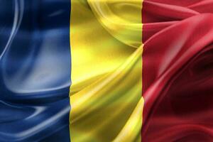 3D-Illustration of a Romania flag - realistic waving fabric flag photo