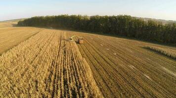 aereo Visualizza di agricolo veicoli raccolta colture video