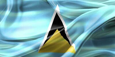3D-Illustration of a Saint Lucia flag - realistic waving fabric flag photo