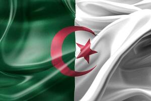 bandera de argelia - bandera de tela ondeante realista foto