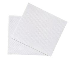 Top view of two folded pieces of white tissue paper or napkin in stack isolated on white background with clipping path photo