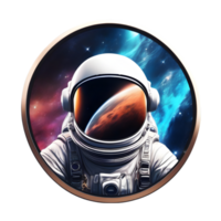 An astronaut with a nebula in the space background. AI-Generated. png