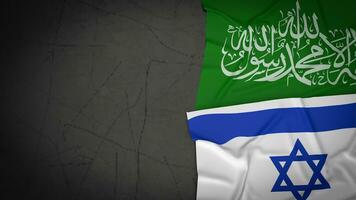 The flag for Israel and Hamas is a protracted and deeply entrenched political and military  3d rendering photo