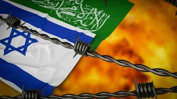 The flag for Israel and Hamas is a protracted and deeply entrenched political and military  3d rendering photo