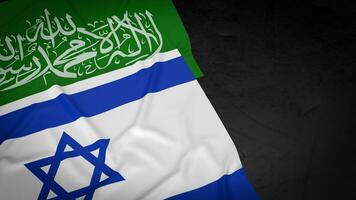 The flag for Israel and Hamas is a protracted and deeply entrenched political and military  3d rendering photo