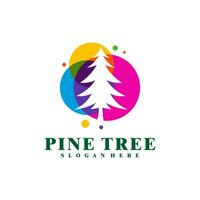 Colorful Pine Tree logo design vector. Creative Pine Tree logo concepts template vector