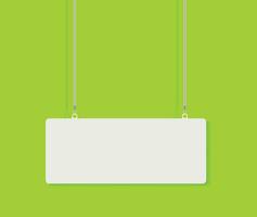 Vector illustration of a hanging sign on a colorful lemon green background.