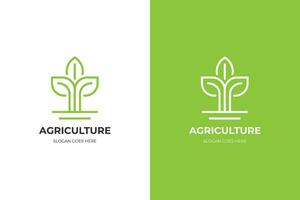 Growing plant seedling leaf logo icon design line art style, simple logo illustration vector