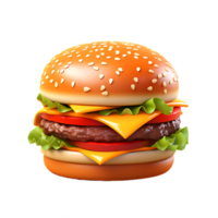 Burger 3d render, ai generative png