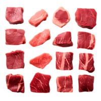 fresh raw beef collection, ai generative png