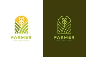 agriculture logo design for agronomy, wheat farm, rural country farming field, natural harvest vector