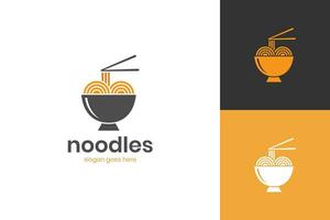 fideos Japón comida restaurante logo icono diseño con cuenco elemento símbolo vector
