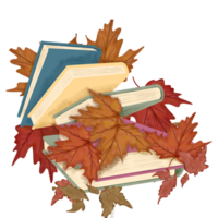 livres avec érable feuilles illustration png