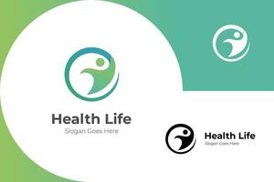 happy human health life logo icon design. people health center vector logo illustration symbol