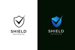 Shield check logo icon design, vector element symbol for right or great protection logo template