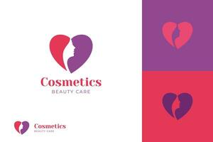 beauty face care logo icon design with love women element symbol for cosmetics vector