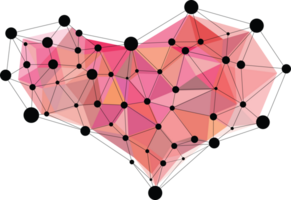 Pink heart polygon geometric on transparent background. png