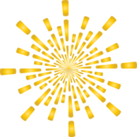 Golden sunburst doodle line art on transparent background. png