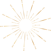 Golden sunburst doodle line art on transparent background. png