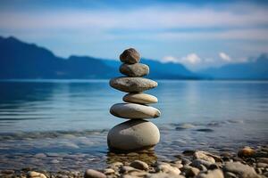 Balance of nature represented with stones and water. photo