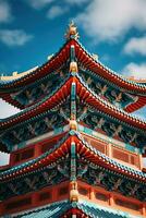Ancient Pagoda, symbolizes spirituality in East Asia. AI Generated photo