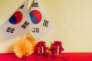 asiático decoración con Corea bandera. foto