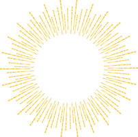 Golden sunburst doodle line art on transparent background. png