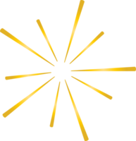 Golden sunburst doodle line art on transparent background. png