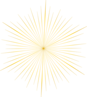 Golden sunburst doodle line art on transparent background. png