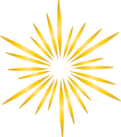 Golden sunburst doodle line art on transparent background. png