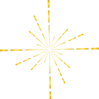 Golden sunburst doodle line art on transparent background. png