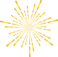 Golden sunburst doodle line art on transparent background. png