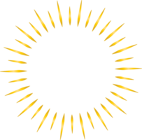 Golden sunburst doodle line art on transparent background. png