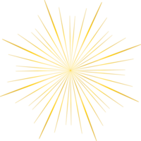 Golden sunburst doodle line art on transparent background. png