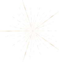 Golden sunburst doodle line art on transparent background. png