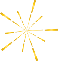 Golden sunburst doodle line art on transparent background. png