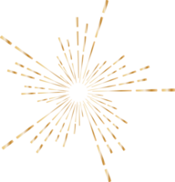 Golden sunburst doodle line art on transparent background. png