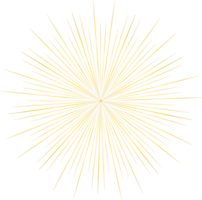 Golden sunburst doodle line art on transparent background. png