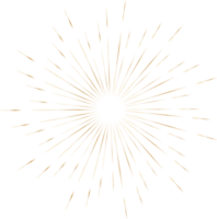 Golden sunburst doodle line art on transparent background. png